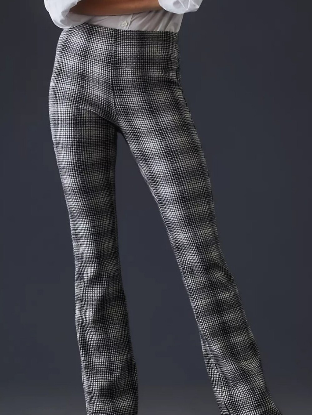 Maeve Anthropologie Plaid Bootcut Pull On Pants Black White Size Large
